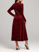 Flower Print V-Neck Long Sleeve Midi Dress OutfitFlow